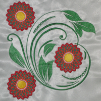 вышивка цветочного орнамента с ришелье